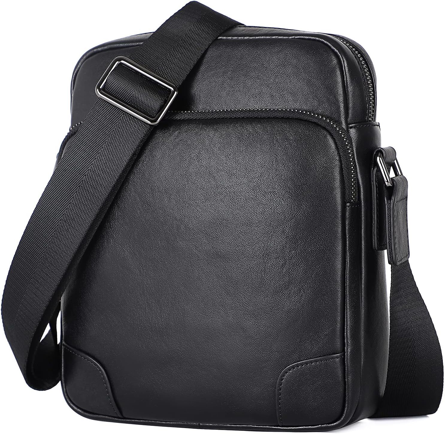 Leather Messenger Crossbody Shoulder Bag for Men Work Business Casual Adjustable straps With YKK Metal Zipper