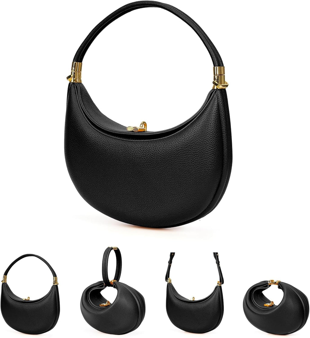Leather Crescent Bag Crossbody Purses for Women Luna Bag 4 In 1 Cute Shoulder Bag Half Moon Bag Hobo Clutch Purse