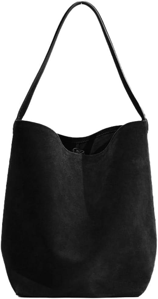 Genuine Leather Bucket Shoulder Bags for Women Ladies Large Tote Purse Handbags Soft Suede Working Satchel