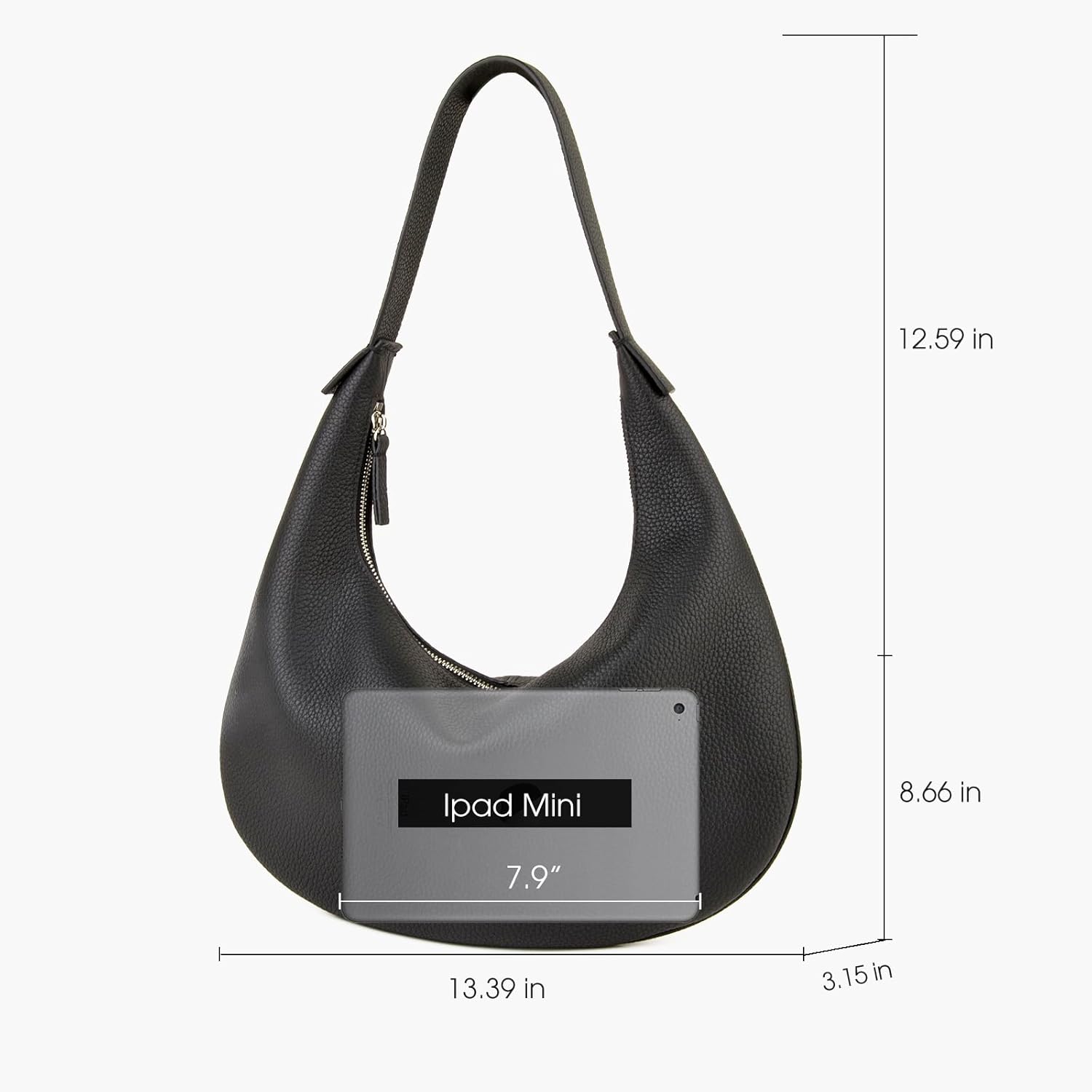 Full Grained Real Leather Hobo Bags for Women,Women’s Crescent Handbag with Wide Shoulder Strap